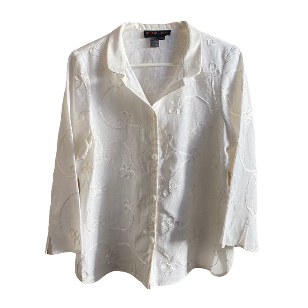Nina Mclemore Embroidered Linen Jacket